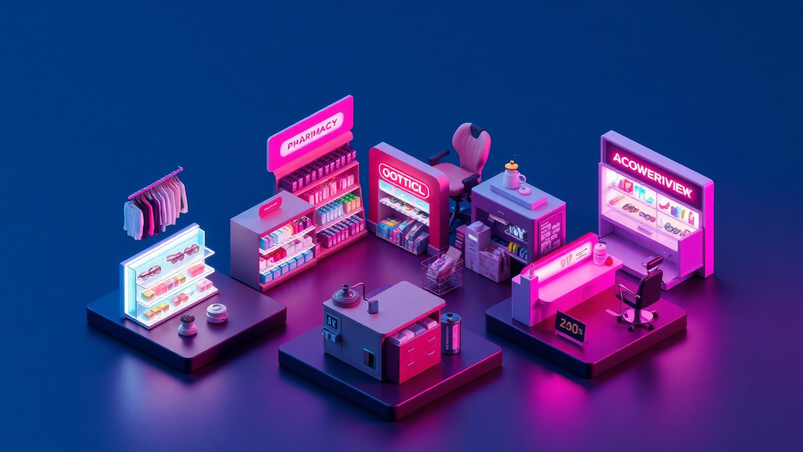 Industries served by TapReserve.Ai — fashion, grocery, opticals, pharmacy, cafe, salon