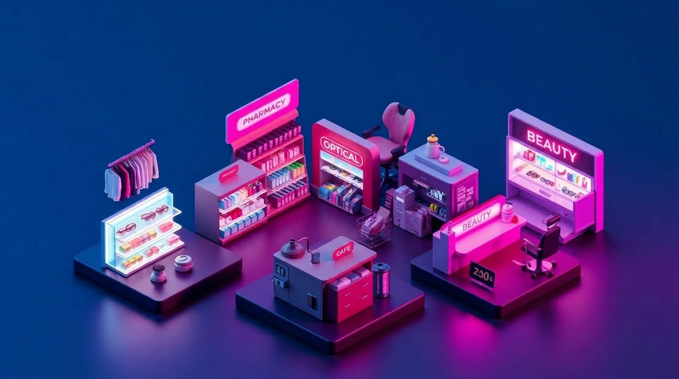 Industries served by TapReserve.Ai — fashion, grocery, opticals, pharmacy, cafe, salon