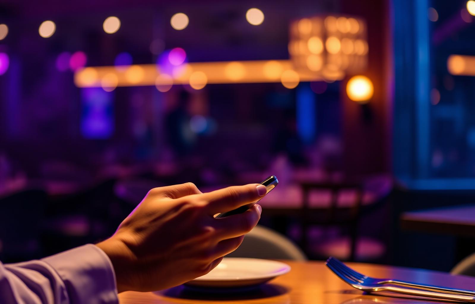 Diner scanning a QR code at a restaurant table